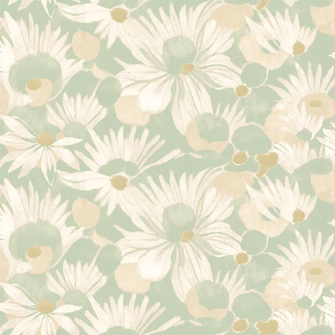 Hanashi Suiren Misty Mint wallpaper by Ohpopsi, a green floral design