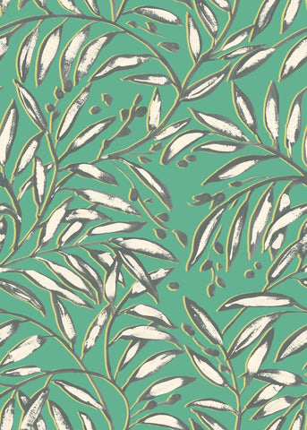 Riches of Nature Lorena Vine Emerald wallpaper by Ohpopsi, a green leaf design