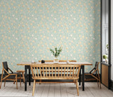 Eden Vol 2 Fruit & Foliage Seafoam & Straw wallpaper by Hoopla Walls shown on a full wall