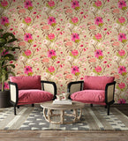 Hanashi Saku Tea & Rose wallpaper by Ohpopsi shown on a full wall
