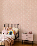 Purity Dash Trail Rose Blush wallpaper by Hoopla Walls shown on a full wall