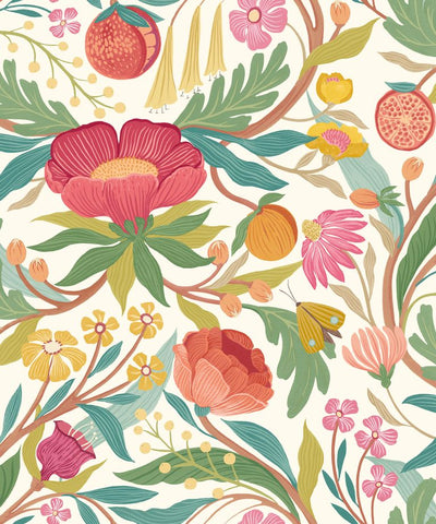 Riches of Nature Clementine Lipstick & Olive wallpaper by Ohpopsi, a red floral design