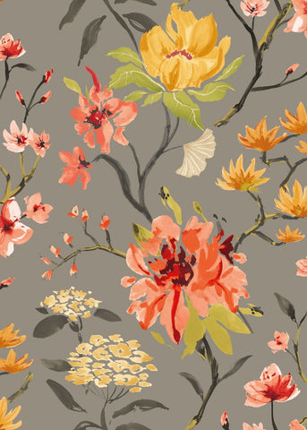 Hanashi Saku Spice Mix wallpaper by Ohpopsi, a terracotta floral design