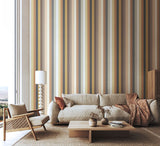 So Stripey Candy Kaleidoscope Chocolate Twist wallpaper by Ohpopsi shown on a full wall