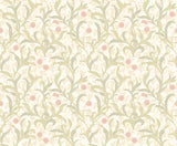 Elegance Floral Trail Sage & Coral wallpaper by Hoopla Walls, a green floral design