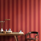 Simply Stripes Bloc Stripe Ruby wallpaper by Ohpopsi shown on a full wall