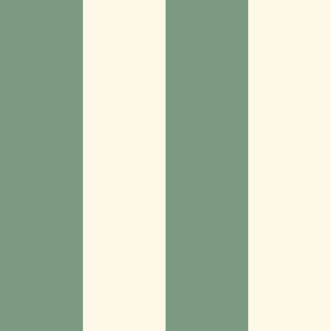 Simply Stripes Wide Stripe Moss wallpaper by Ohpopsi, a green striped design