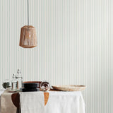 Elegance Chalk Stripe Sky wallpaper by Hoopla Walls shown on a full wall