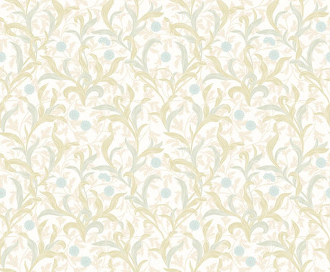 Elegance Floral Trail Sky & Apple wallpaper by Hoopla Walls, a blue floral design