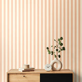 Elegance Shadow Stripe Peach wallpaper by Hoopla Walls shown on a full wall