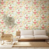 Riches of Nature Clementine Blossom & Sage wallpaper by Ohpopsi shown on a full wall