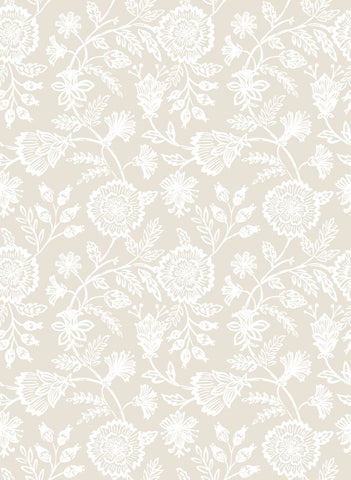 Purity Evelyn Trail Bone wallpaper by Hoopla Walls, a neutral floral design