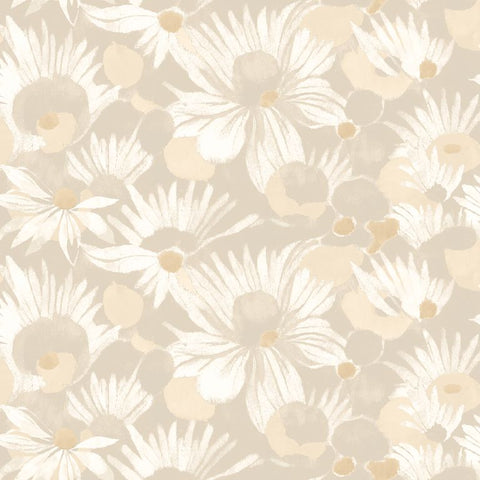 Hanashi Suiren Champagne wallpaper by Ohpopsi, a beige floral design