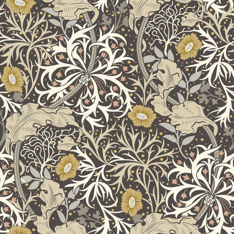 Eden Vol 1 Seaweed Garden Slate wallpaper by Hoopla Walls, a grey leaf design