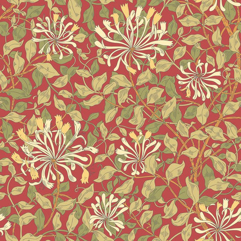 Eden Vol 1 Honeysuckle Leaf Trail Terracotta wallpaper by Hoopla Walls, a terracotta leaf design