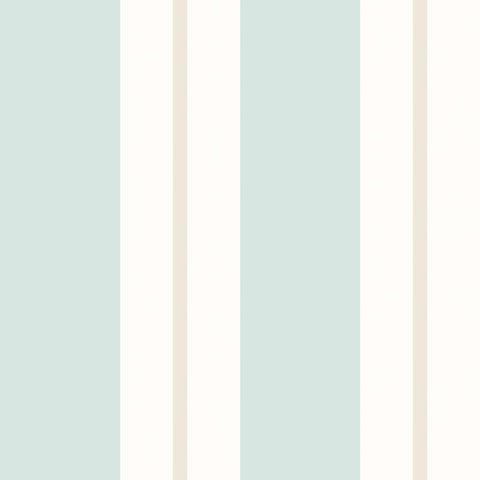 Simply Stripes Wide Multi Stripe Seafoam wallpaper by Ohpopsi, a teal striped design