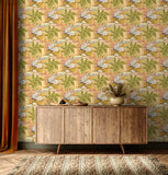Hanashi Kansho Mimosa Gold wallpaper by Ohpopsi shown on a full wall