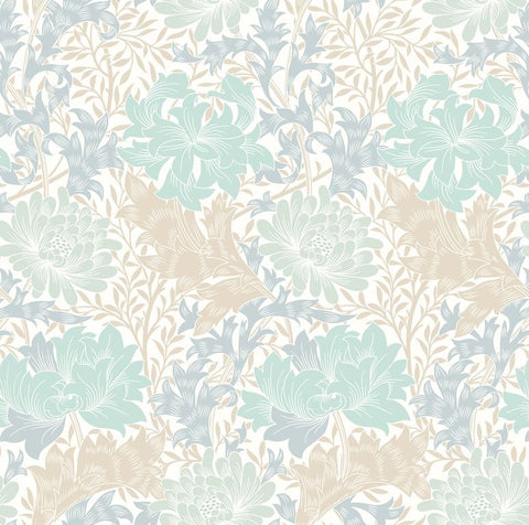 Eden Vol 1 Chrysanthemum Duckegg Blue wallpaper by Hoopla Walls, a blue floral design