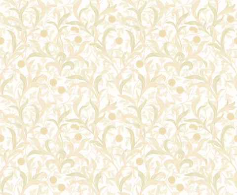 Elegance Floral Trail Thyme wallpaper by Hoopla Walls, a green floral design