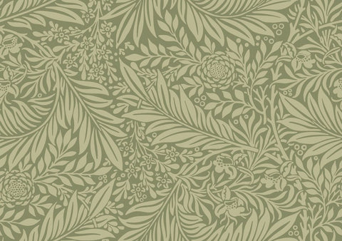 Elegance Leaf Vine Olivine wallpaper by Hoopla Walls, a green leaf design