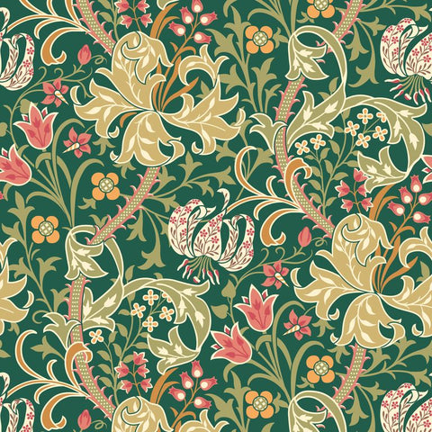 Eden Vol 1 Lily Ogee Forest Green wallpaper by Hoopla Walls, a green damask design