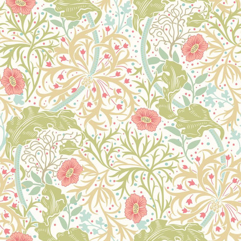 Eden Vol 1 Seaweed Garden Rose Pink wallpaper by Hoopla Walls, a pink leaf design