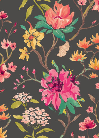Hanashi Saku Midnight Twist wallpaper by Ohpopsi, a blue floral design