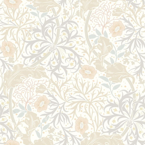 Eden Vol 1 Seaweed Garden Linen wallpaper by Hoopla Walls, a beige leaf design