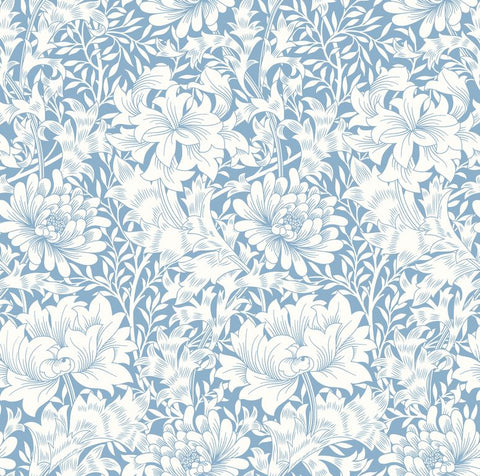 Eden Vol 1 Chrysanthemum Wedgewood Blue wallpaper by Hoopla Walls, a blue floral design