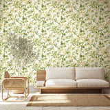 Hanashi Shadow Bamboo Willow wallpaper by Ohpopsi shown on a full wall
