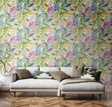 Riches of Nature Florence Petrol & Amethyst wallpaper by Ohpopsi shown on a full wall