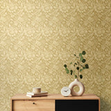 Elegance Damask Trail Hemp wallpaper by Hoopla Walls shown on a full wall
