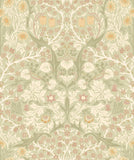 Eden Vol 2 Blackthorn Damask Olive & Clay wallpaper by Hoopla Walls, a green damask design
