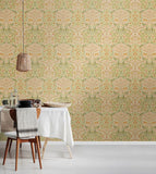 Eden Vol 2 Blackthorn Damask Fresh Meadow wallpaper by Hoopla Walls shown on a full wall