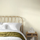 Elegance Ditsy Leaf Stripe Lichen wallpaper by Hoopla Walls shown on a full wall