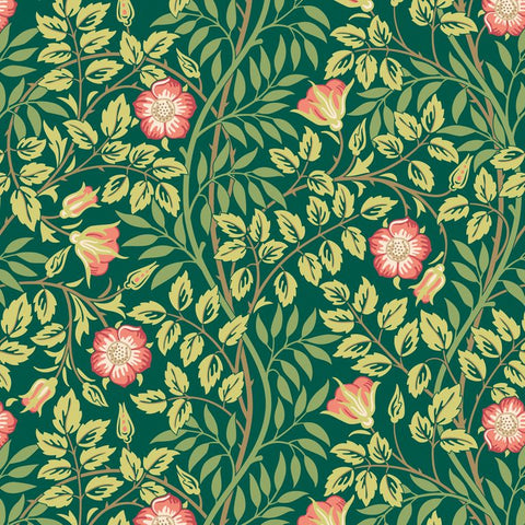Eden Vol 1 Rosehip Trail Forest Green wallpaper by Hoopla Walls, a green floral design