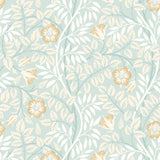 Eden Vol 1 Rosehip Trail Seafoam wallpaper by Hoopla Walls, a teal floral design