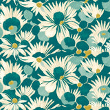 Hanashi Suiren Peacock wallpaper by Ohpopsi, a teal floral design