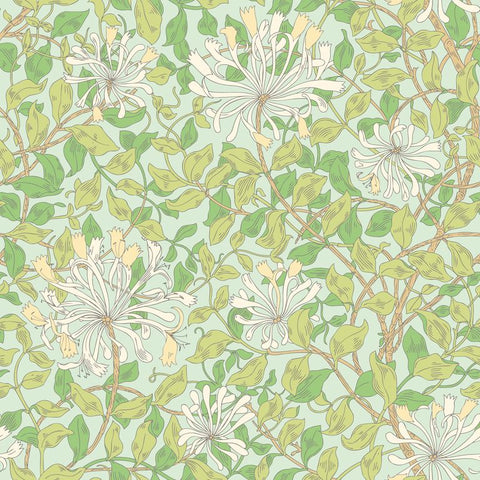 Eden Vol 1 Honeysuckle Leaf Trail Duckegg Blue wallpaper by Hoopla Walls, a blue leaf design