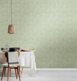 Elegance Leaf Vine Sage wallpaper by Hoopla Walls shown on a full wall