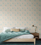 Eden Vol 2 Tulip Trail Duck Egg wallpaper by Hoopla Walls shown on a full wall