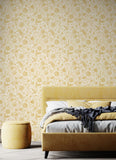 Purity Floral Toile Rich Butter wallpaper by Hoopla Walls shown on a full wall