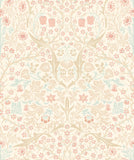 Eden Vol 2 Blackthorn Damask Soft Coral & Straw wallpaper by Hoopla Walls, a coral damask design