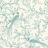 Purity Bird Toile Duckegg Blue wallpaper by Hoopla Walls, a blue toile design