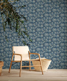Hanashi Shizu Cobalt wallpaper by Ohpopsi shown on a full wall