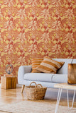Eden Vol 1 Seaweed Garden Amber wallpaper by Hoopla Walls in a styled living room