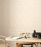 Purity Evelyn Trail Putty wallpaper by Hoopla Walls shown on a full wall