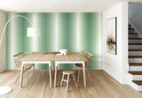 So Stripey Tone On Tone Pine wallpaper by Ohpopsi shown on a full wall