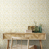 Elegance Floral Trail Sky & Apple wallpaper by Hoopla Walls shown on a full wall