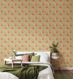 Eden Vol 2 Tulip Trail Coral wallpaper by Hoopla Walls shown on a full wall